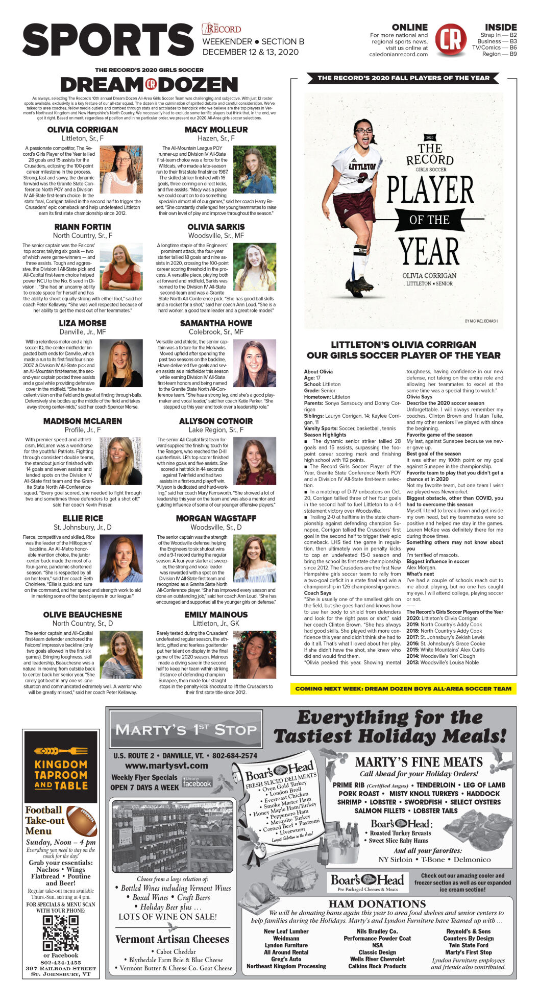 Littleton’s Olivia Corrigan: The Record’s 2020 Girls Soccer Player Of The Year